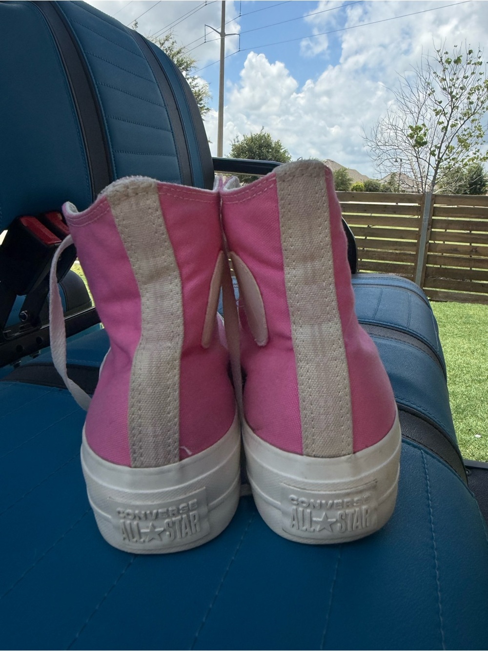 Converse Pink High-Top Canvas Sneakers with White Soles - Picture 3 of 6